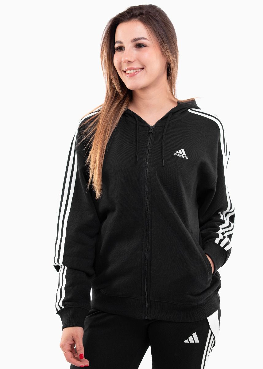 adidas Damen Kapuzenpullover Essentials 3-Stripes FT Oversized Full-Zip Hoodie IC8782