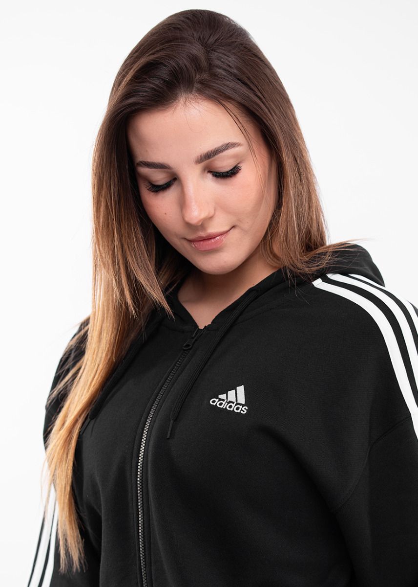 adidas Damen Kapuzenpullover Essentials 3-Stripes FT Oversized Full-Zip Hoodie IC8782