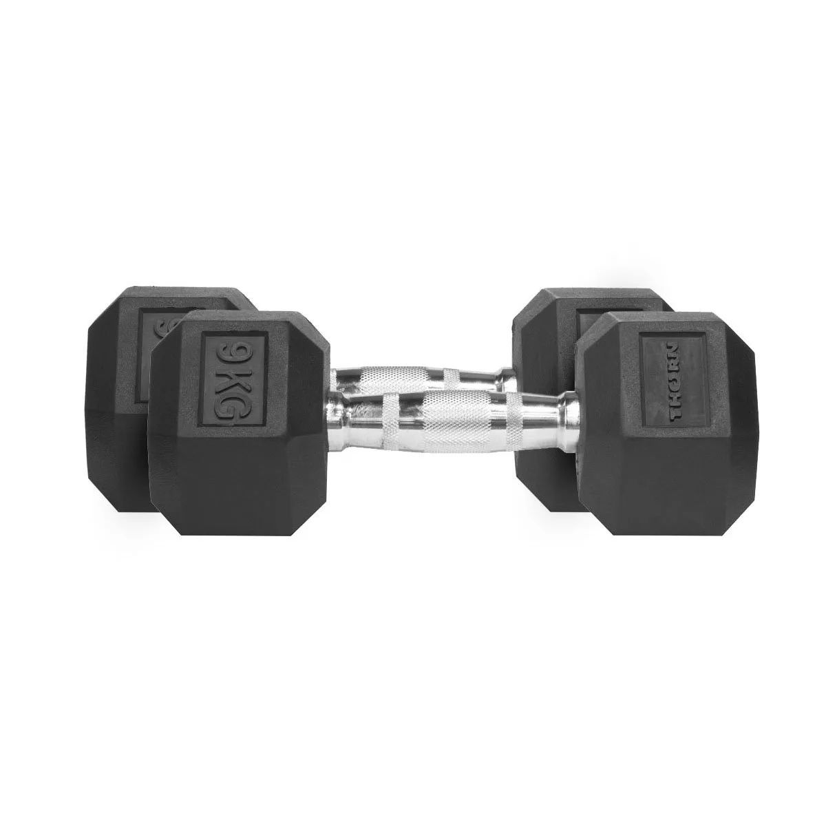 THORN FIT Hanteln Hex Rubber Dumbbell 9,0kg 2 pcs