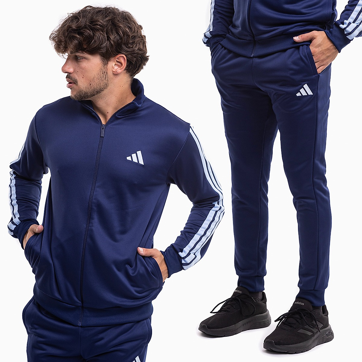 adidas Herren Trainingsanzug Sportswear Basic 3-Stripes French Terry JI8873