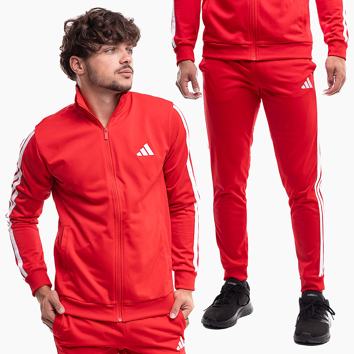 adidas Herren Trainingsanzug Sportswear Basic 3-Stripes Tricot JX8731