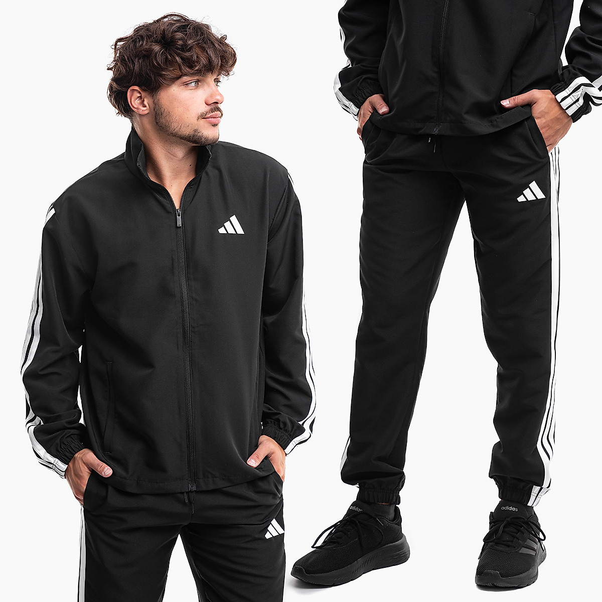 adidas Heren Trainingsanzug Sportswear Basic 3-Stripes Woven TT Track Suits JI8849