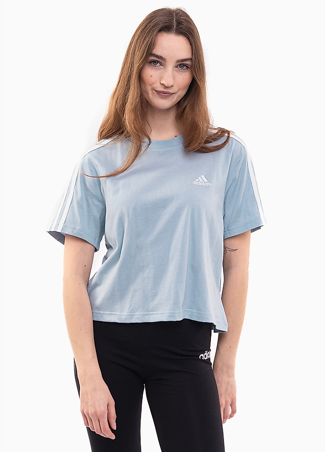 adidas Damen T-Shirt Essentials 3-Stripes Single Jersey Crop Top IS1568 adidas Damen T-Shirt Essentials 3-Stripes Single Jersey Crop Top IS1568