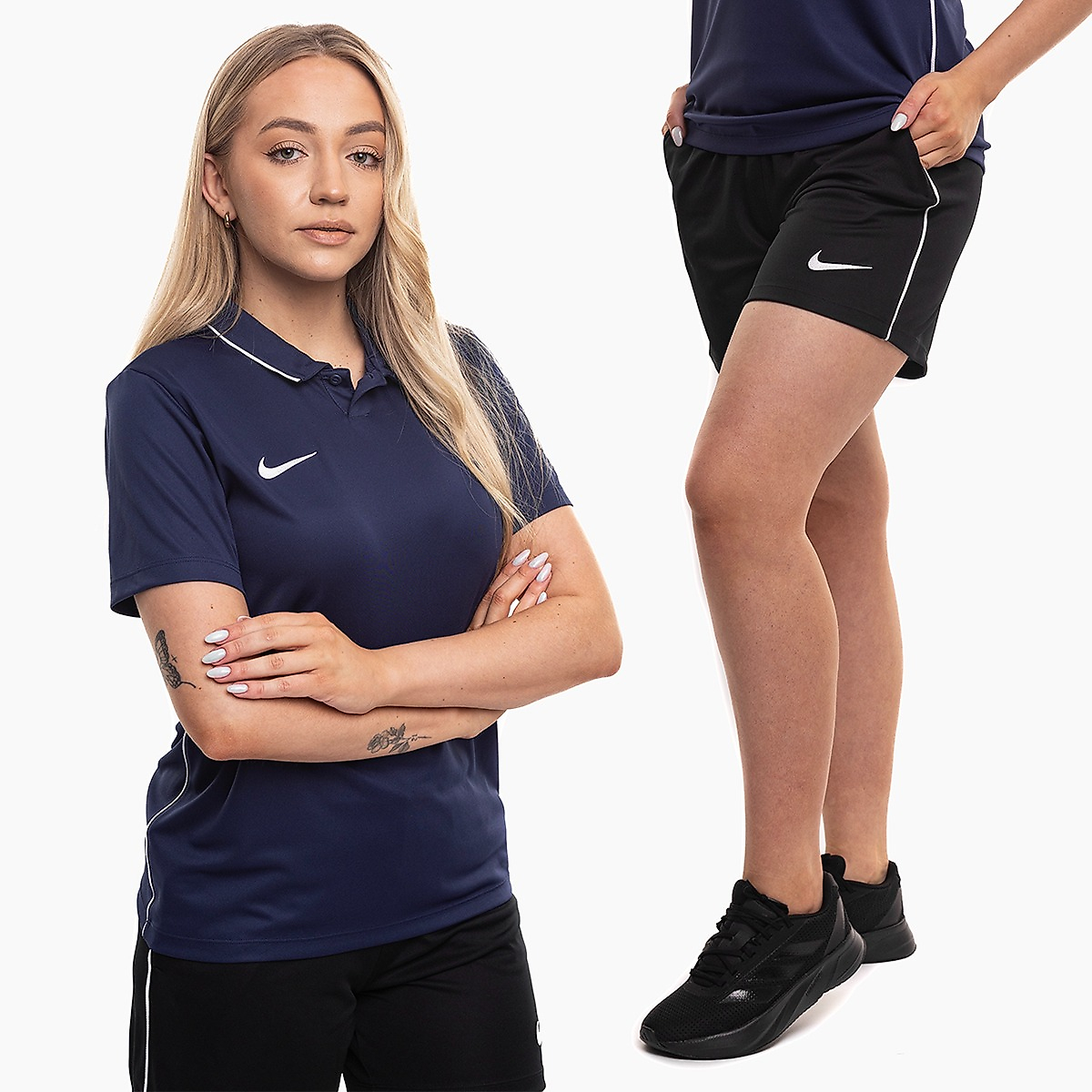Nike Damen Sportset Trikot Shorts Dri Fit Park 26 Polo HM7150 410/HM7162 010